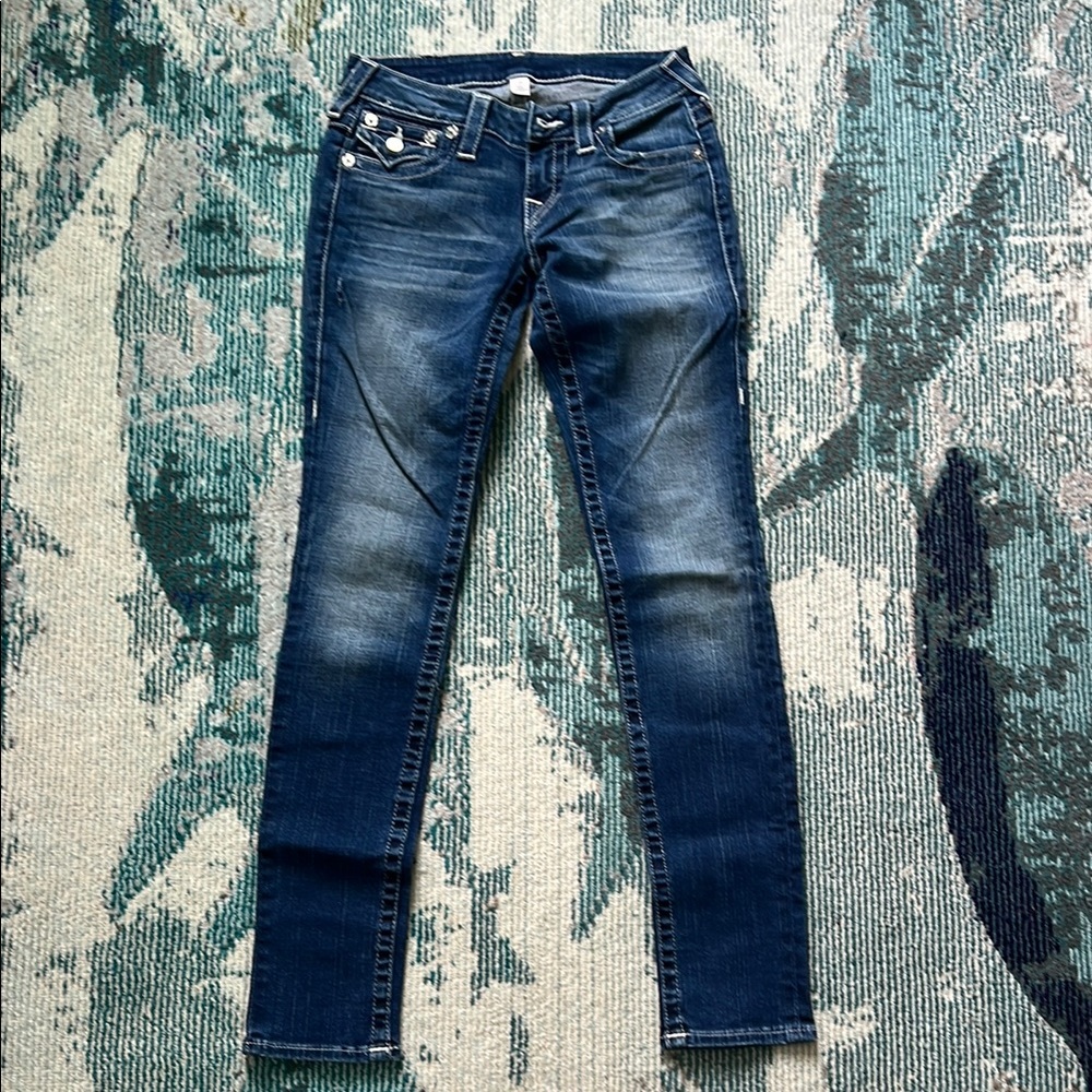 True Religion Blue Skinny Jeans with Vintage DarkWash